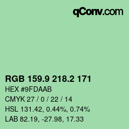 カラーコード: RGB 159.9 218.2 171 | qconv.com