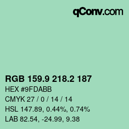 Color code: RGB 159.9 218.2 187 | qconv.com