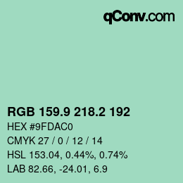 Color code: RGB 159.9 218.2 192 | qconv.com