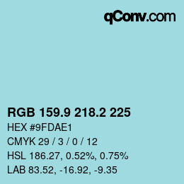 Color code: RGB 159.9 218.2 225 | qconv.com