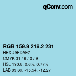 Color code: RGB 159.9 218.2 231 | qconv.com
