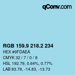 Farbcode: RGB 159.9 218.2 234 | qconv.com