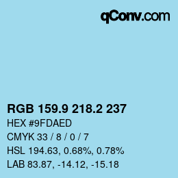 Color code: RGB 159.9 218.2 237 | qconv.com