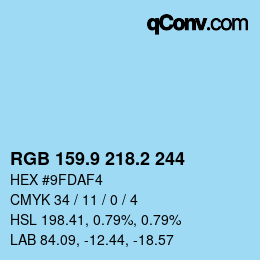 Color code: RGB 159.9 218.2 244 | qconv.com