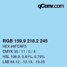 Color code: RGB 159.9 218.2 245 | qconv.com