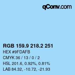 Color code: RGB 159.9 218.2 251 | qconv.com