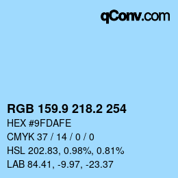 Color code: RGB 159.9 218.2 254 | qconv.com