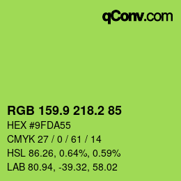 カラーコード: RGB 159.9 218.2 85 | qconv.com