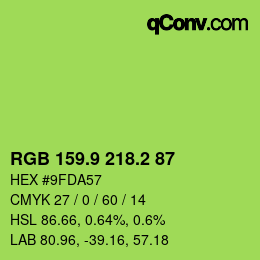 カラーコード: RGB 159.9 218.2 87 | qconv.com
