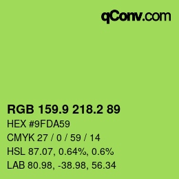 カラーコード: RGB 159.9 218.2 89 | qconv.com