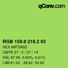 カラーコード: RGB 159.9 218.2 93 | qconv.com