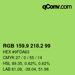 カラーコード: RGB 159.9 218.2 99 | qconv.com