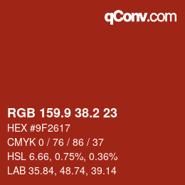 Color code: RGB 159.9 38.2 23 | qconv.com
