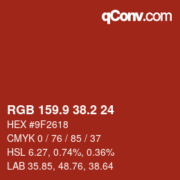 Color code: RGB 159.9 38.2 24 | qconv.com