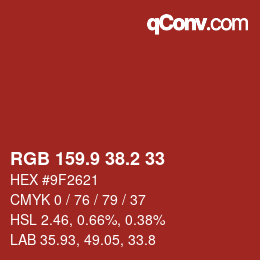 Color code: RGB 159.9 38.2 33 | qconv.com