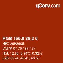 Color code: RGB 159.9 38.2 5 | qconv.com