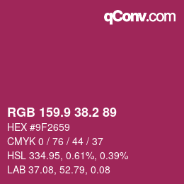 カラーコード: RGB 159.9 38.2 89 | qconv.com