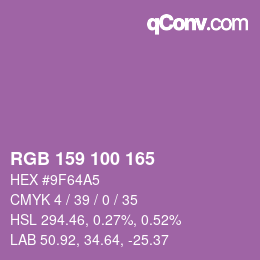 カラーコード: RGB 159 100 165 | qconv.com