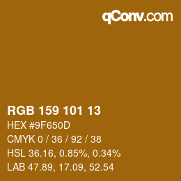 Color code: RGB 159 101 13 | qconv.com