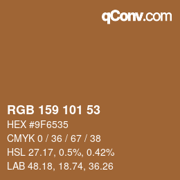 Color code: RGB 159 101 53 | qconv.com
