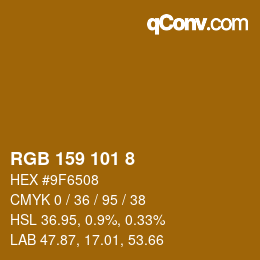Color code: RGB 159 101 8 | qconv.com