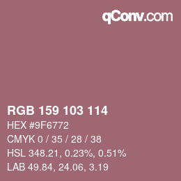 Color code: RGB 159 103 114 | qconv.com