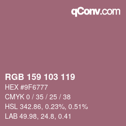 颜色代码: RGB 159 103 119 | qconv.com