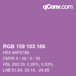 Color code: RGB 159 103 166 | qconv.com