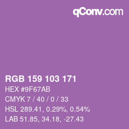 カラーコード: RGB 159 103 171 | qconv.com