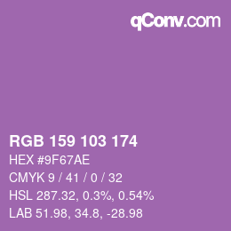 Color code: RGB 159 103 174 | qconv.com
