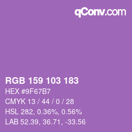 カラーコード: RGB 159 103 183 | qconv.com