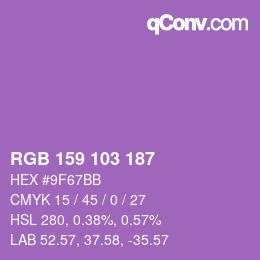 Color code: RGB 159 103 187 | qconv.com