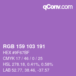 Color code: RGB 159 103 191 | qconv.com
