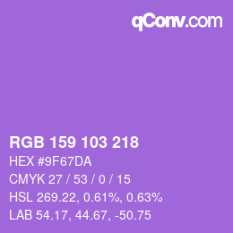 Color code: RGB 159 103 218 | qconv.com