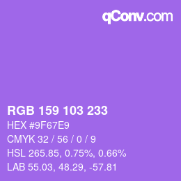 Color code: RGB 159 103 233 | qconv.com