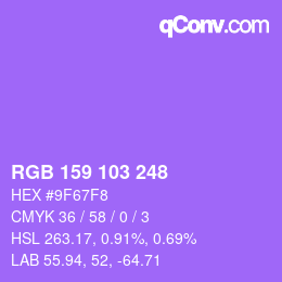 Color code: RGB 159 103 248 | qconv.com