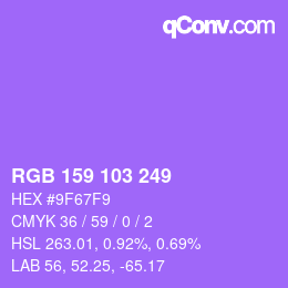 Color code: RGB 159 103 249 | qconv.com
