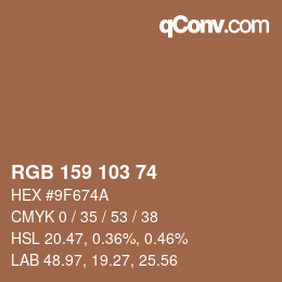 カラーコード: RGB 159 103 74 | qconv.com