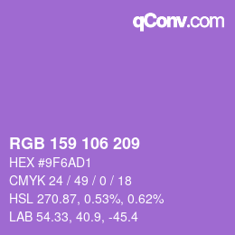 Color code: RGB 159 106 209 | qconv.com