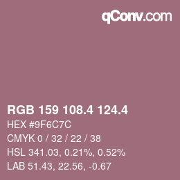 カラーコード: RGB 159 108.4 124.4 | qconv.com