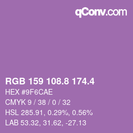 カラーコード: RGB 159 108.8 174.4 | qconv.com