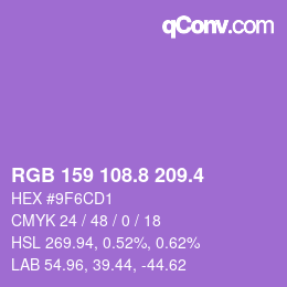 カラーコード: RGB 159 108.8 209.4 | qconv.com