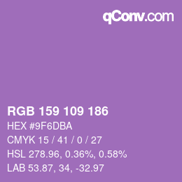 Farbcode: RGB 159 109 186 | qconv.com