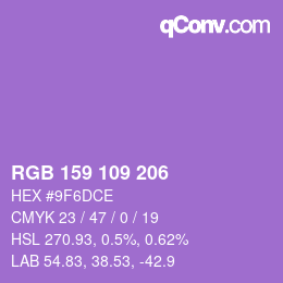 Color code: RGB 159 109 206 | qconv.com