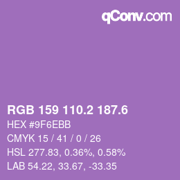 カラーコード: RGB 159 110.2 187.6 | qconv.com