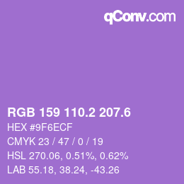 カラーコード: RGB 159 110.2 207.6 | qconv.com