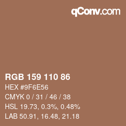 Código de color: RGB 159 110 86 | qconv.com