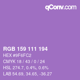 カラーコード: RGB 159 111 194 | qconv.com