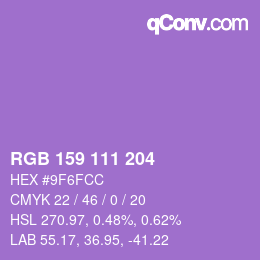 Color code: RGB 159 111 204 | qconv.com