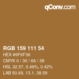 Color code: RGB 159 111 54 | qconv.com